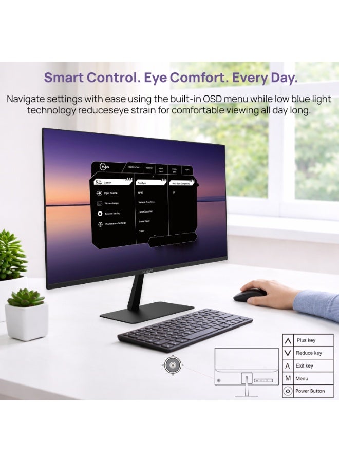 HAW F24IPX 24-Inch Gaming Monitor, FHD 1080p IPS Display, 100Hz Refresh Rate, 0.5ms MPRT, HDMI 2.1 Supported, G-Sync & FreeSync Compatible, Built-in Speakers, Flat Screen, PC & Console Gaming Monitor – Black - Image 5